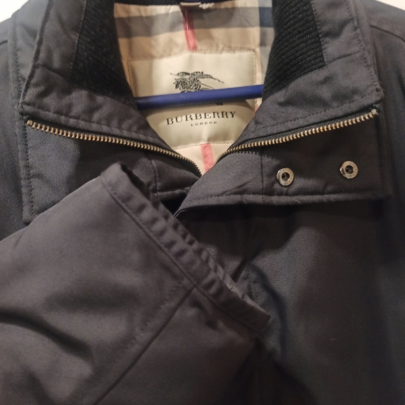 Burberry men's black puffer parka lining long coat SZ XL - Picture 4 of 16
